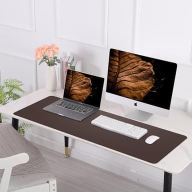 Leather Desk pad Protector, Large Desk mat with Natural Cork & PU Leather,Mouse pad,Non-Slip Office Desk Mat,Waterproof Desk Writing Pad for Office and Home (47in*17in,Coffee) - Image 7