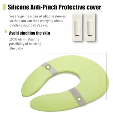 Funbliss Folding Travel Toilet Seat for Toddlers Portable Secure Potty Training Seat, Non Slip Suction Cups, Pinch Free Design,Green - Image 2