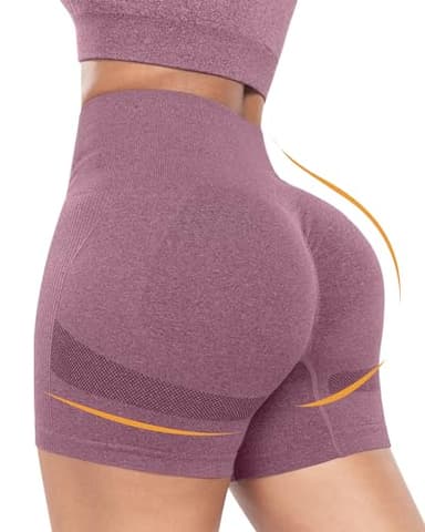 ATHVOTAR Workout Gym Biker Shorts Women: High Waisted Seamless Sports Running Butt Lifting Shorts Sets Black/Gray/Wine S - Image 2