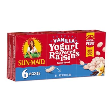 Sun-Maid Vanilla Yogurt Coated Raisins - (6 Pack) 1 oz Snack-Size Box - Yogurt Covered Dried Fruit for Lunches and Back To School Snacks - Image 1