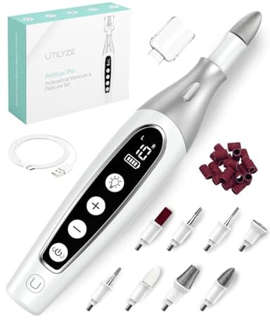 PediLux Pro Professional Manicure Pedicure Kit, Cordless Electric Nail File Drill Set, Thick Toenail Grinder, Toe Nail Dremel Tools, Filer, Buffer, Sander, Remove Cuticles, Callus for Men & Women - Image 1