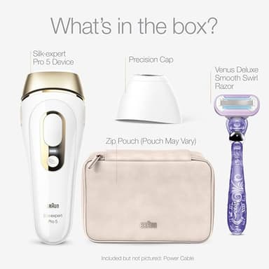 Braun IPL at Home Laser Hair Removal for Women and Men, Silk Expert Pro 5 PL5137 with Venus Swirl Razor, Permanent Visible Hair Reduction in Hair Regrowth for Body & Face, Corded, PL5137 - Image 9