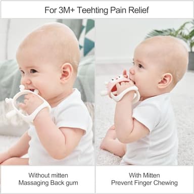 Smily Mia Teething Toys for Babies 0-12 Months, Penguin and Reindeer Baby Gift Set, Chew Toys 3M+, Hand Teether Set, Light Pink - Image 3