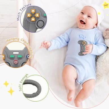 Hooku Silicone Teething Toys for Babies 0-6 Months, Teethers for Babies 6-12 Months, Remote Teether for Baby, Sensory Toys for Babies, Baby Chew Toys - Image 6