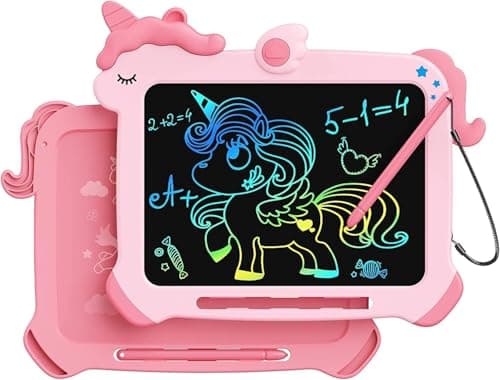 Kikapabi LCD Writing Tablet for Kids, Unicorn Colorful Screen Doodle Board, Electronic Drawing Pad, Educational Toy, Toddlers Travel Toy, Christmas Birthday Gift for 3 4 5 6 7 Year Old Girls Pink - Image 1