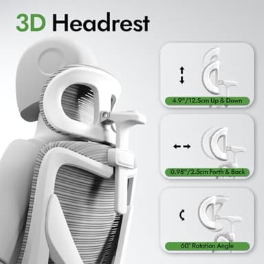 Ergalithic Ergonomic Office Chair - X-Shaped Computer Desk Chair Comfy, Gaming Chair, Office Chair with Lumbar Support, Mesh Office Chairs with Headrests, Desk Chair for Long Hours (Gray) - Image 3