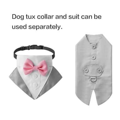 Bnibol Tuxedo Dog Collar for Wedding Engagement and Birthday, Formal Dog Bandana Collar Costume with Bow Tie and Adjustable Buckle,Suitable for Small Medium Large Dog. (Gray, XL) - Image 2