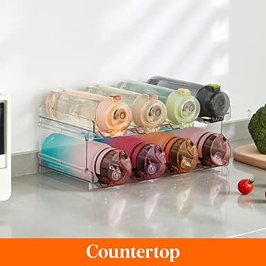 Lifewit Water Bottle Organizer Plastic Hold 8 Bottles Stackable, Holder, for Cabinet, Fridge, Kitchen Pantry Organization and Storage, Wine Racks, Tumbler Travel Mug Cup Holder - Image 7
