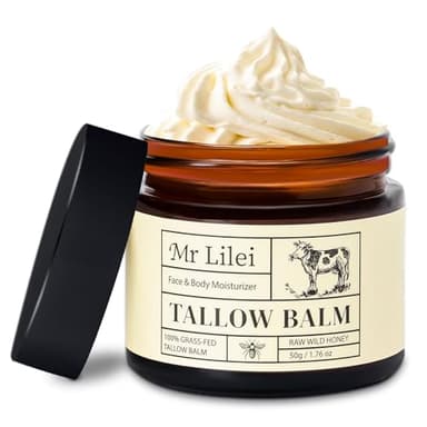 Grass-Fed Beef Tallow Balm for Skin with Raw Honey - Face & Body Moisturizer - Natural Whipped Skin Care Cream for Dry Skin- Hydrating Body Lotion for Nourishment (50g/1.76oz) - Image 1