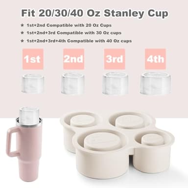 Nax Caki White Hollow Cylinder Ice Cube Mold for 20oz 30oz 40oz Stanley Cup Accessories, Silicone Tumbler Ice Mold with Lid for Tumbler Whiskey Cocktails Bourbon - Image 3