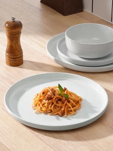 Famiware Dawn Plates and Bowls Sets, 12 Pieces Stoneware Dinnerware Sets, Dishes Set for 4, Microwave and Dishwasher Safe, White - Image 5
