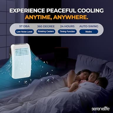 SereneLife 3-in-1 Portable Air Conditioner with Built-in Dehumidifier Function,Fan Mode, Remote Control, Complete Window Mount Exhaust Kit - Image 5