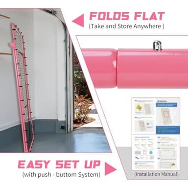 Adjustable Volleyball Rebounder Net 7x4 ft with PU Volleyball and Stakes - Bounce Back Training Equipment for Practicing Volleying, Bumping, Spiking, Easy Set Up & Steady for Multi Sports (Pink) - Image 4