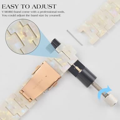 V-MORO Resin Band Compatible with Apple Watch Series 7/8/9/10/11 41mm/40mm/38mm/42mm Fashion Strap for iWatch Series 6/5/4/3/2/1/SE Lightweight Bracelet Wristband Replacement Women(Colorful Ivory White) - Image 4