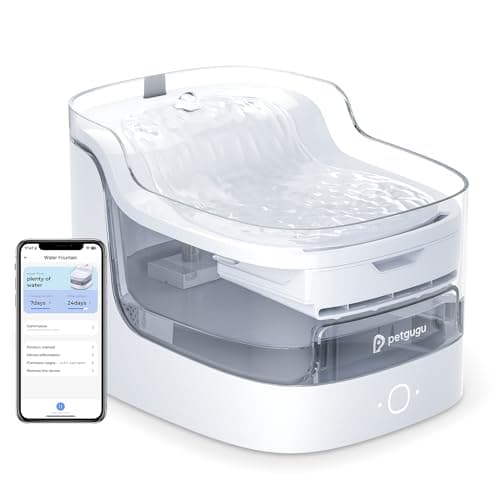 PETGUGU Cat Water Fountain, Automatic Water Dispenser, 2L Pet Water Fountain Transparent Water Tank, 8 Layers Filters Cat Fountain Dog Water Fountain Wireless Pump 2.4G WiFi PF1L - Image 1