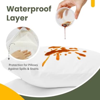 Fairpeak Waterproof Pillow Protector – Queen Size 4 Pack Pillow Covers with Hidden Zipper, TPU Coating, Oeko-TEX Certified Polyester, Machine Washable, Wrinkle & Shrink Resistant - Image 3
