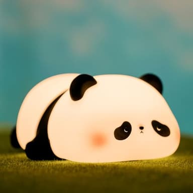 HAPPYBAG Panda Gifts, Cute Rechargeable Panda Lamp for Kids Room, Silicone Touch Night Light for Baby Nursery, Dimmable Lamp for Bedrooms - Image 1