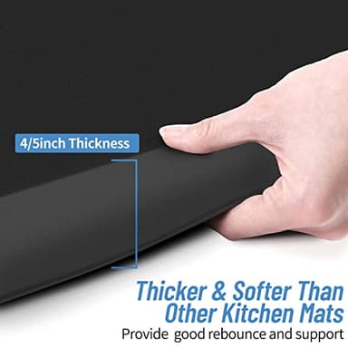 4/5 Inch Thick Kitchen Mat - Cushioned Anti Fatigue Mats for Kitchen Floor - Easy to Clean, Waterproof, Non-Slip Kitchen Rug for Sink, Office, Kitchen (24''x70'' Black) - Image 2