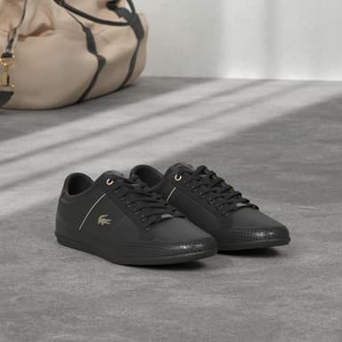 Lacoste Men's Chaymon Sneaker, Black/Black/Gold Leather, 8.5 - Image 6