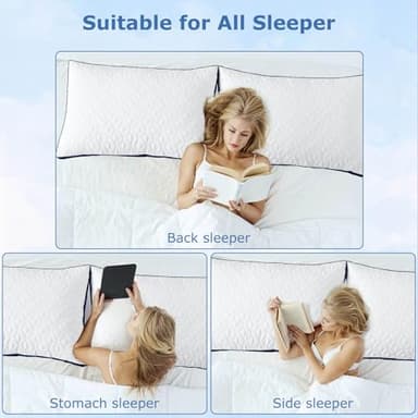 Slybear Pillows Standard Size Set of 2, Cooling Bed Pillow Hotel Quality Pillows 2 Pack for Back, Stomach or Side Sleeper, Fluffy Pillow with Down Alternative for Bed Sleeping, Machine Washable - Image 5