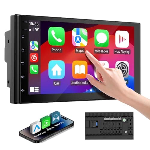 Haudio 7 Inch Double Din carplay Screen,with Wireless CarPlay and Android Auto Car Stereo,HD Touch Car Radio with Mirror Link,Bluetooth,AUX,FM Transmitter for All Vehicle(No reversing Camera) - Image 1