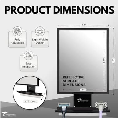 ToiletTree Products Fogless Shower Mirror - Anti-Fog Mirror - Adjustable Shaving Mirror with a Squeegee - Rust-Proof, Impact-Resistance Bathroom Shower Mirror - Tall - Image 8