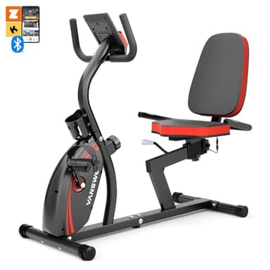 Vanswe Recumbent Exercise Bike for Adults Seniors - For Home Workout with 16 Levels Resistance, 380 lbs Weight Capacity, Bluetooth Connectivity and Pulse Sensor RB661(Red) - Image 7