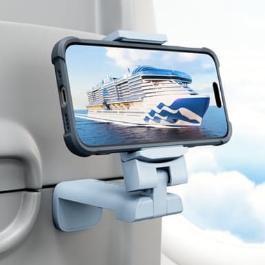 Klearlook 4 in 1 Adjustable Phone Stand - 360 Rotation Handsfree Viewing Flight Phone Holder, Foldable Travel Essentials, Accessory for Home/Office - Blue - Image 1