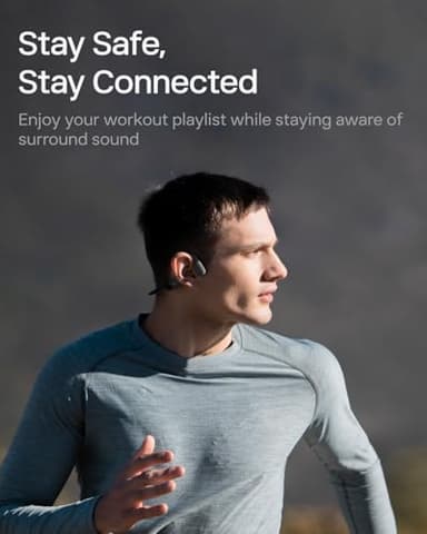 SHOKZ OpenRun with USB-C Charging - Open-Ear Bluetooth Bone Conduction Sport Headphones - Sweat Resistant Wireless Earphones for Workouts and Running - Built-in Mic, with Hair Band - Standard - Black - Image 4