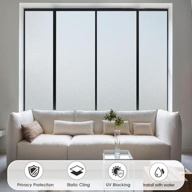 Coavas Window Privacy Film Frosted Glass Static Cling Heat Blocking Window Tint for Home Day and Night Sun Blocker Insulation Bathroom Door Decorative Frosting Cover Sticker (17.5 x 78.7 Inch, Pure) - Image 4