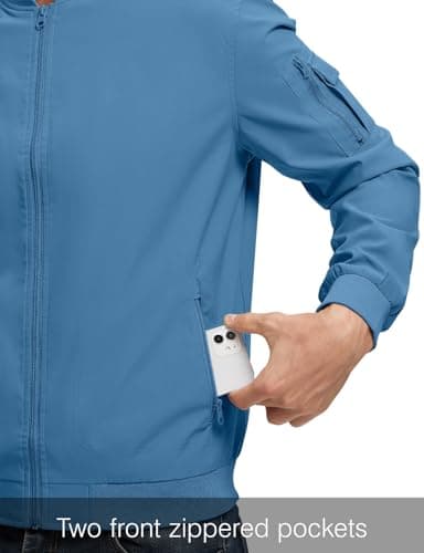 Rdruko Men's Lightweight Bomber Jacket Windproof Casual Fashion Windbreaker Jacket(Denim Blue, US 4XL) - Image 6