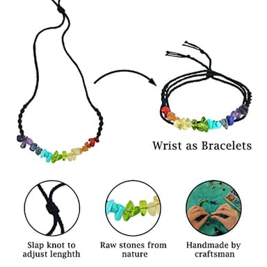SmileBelle Chakra Jewelry Summer Necklace for Her with Adjustable Cord, Boho Crystal Necklaces Flexible be Chakra Bracelet and Crystal Anklet as Women Birthday Gifts - Image 4