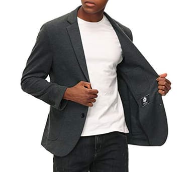 PJ PAUL JONES Casual Knit Blazer Jackets Classic Slim Fit Two Button Sport Coat for Men Grey M - Image 2