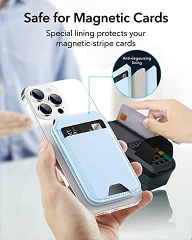 ESR Magnetic Wallet, Compatible with MagSafe Wallet with Adjustable Stand, for iPhone 17/16/15/14/13/12 Series, Not for iPhone 13/12 mini, 3 Card Holder, Vegan Leather, Blue - Image 5