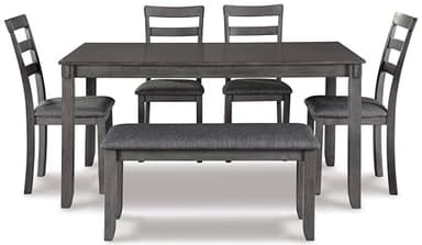 Signature Design by Ashley Bridson Modern 6 Piece Dining Set, Includes Dining Table, 4 Chairs & Bench, Gray - Image 12