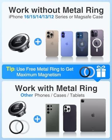 【2025 Military-Grade】VANMASS for MagSafe Car Mount【Upgraded Strongest Magnetic&Suction】Phone Holder Cell Stand for Dashboard Windshield Vent,Tesla Truck Cradle for iPhone 17 Pro Max 16 15 14 13 12 Air - Image 5