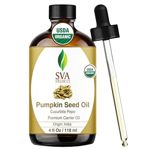 SVA Pumpkin Seed Oil Organic - 4 Fl Oz – 100% Natural Cold Pressed Organic Pumpkin oil - for Face, Skin Care, Hair Care, Scalp Massage & Body Massage – Carrier Oil with Dropper - Image 1