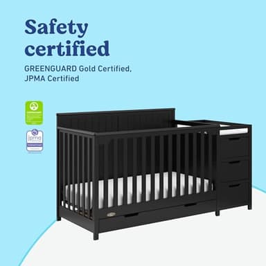 Graco Hadley 5-in-1 Convertible Crib & Changer (Black) – GREENGUARD Gold Certified, Fits Standard Crib Mattress, Converts to Toddler Bed and Full Bed, 4 Adjustable Mattress Heights - Image 8