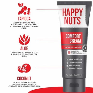 HAPPY NUTS Comfort Cream Deodorant For Men: Anti-Chafing Sweat Defense, Odor Control, Aluminum-Free Mens Deodorant & Hygiene Products for Men's Private Parts 3.4oz, Original - Image 4