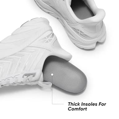 ALLSWIFIT Women's Slip On Walking Shoes Running Comfortable Tennis Breathable Non Slip Athletic Gym Workout Cross Training Fashion Sneakers,Size 7,White,SARR034W - Image 6