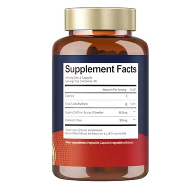 Organic Happy Saffron Supplements - 100% Organic Saffron Extract 88.5mg per Serving with Crocins, Safranal & Safromotivines for Better Mood, Energy, Eyes, Immunity, Blood, Men & Women, 60 Vegan Caps - Image 2