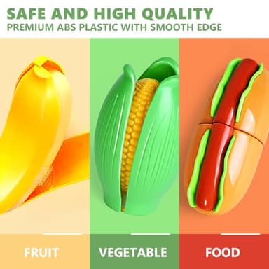 100 Pcs Play Food Set for Kids Kitchen, Pretend Food Toy for Toddlers, Play Kitchen Toys Accessories with 2 Baskets, Cutting Fake Food/Fruit/Vegetable, Christmas Birthday Gifts for Boys and Girls - Image 4