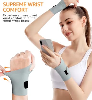 HiRui Ultra-Thin Elastic Wrist Brace Wrist Wraps, Compression Wrist Straps Support for Carpal Tunnel Arthritis Tendonitis Sprains Pain Relief Workout, Soft & Comfortable (Gray (Pack of 1)) - Image 6