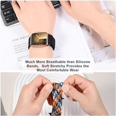 OMECKY Magnetic Braided Loop Band Compatible with Apple Watch Series 11 10 46mm 9 8 7 6 5 4 42mm 44mm 45mm 49mm for Women Men, Stretchy Nylon Elastic Sport Strap for iWatch SE/Ultra 1/2/3, Black - Image 5