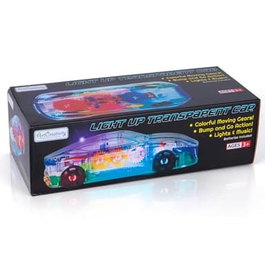 ArtCreativity Light Up Transparent Sensory Car Toy for Kids, 1PC, Bump and Go Toy Car with Colorful Moving Gears, Music, and LED Effects, Easter Toys for Toddlers, Great Birthday Gift Idea - Image 8