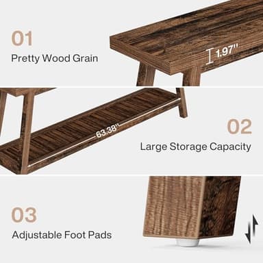 Tribesigns 70.86-Inch Console Table for Entyrway, Farmhouse 2-Tier Entry Entrance Table, Narrow Long Sofa Table Behind Couch, Rustic Brown - Image 6