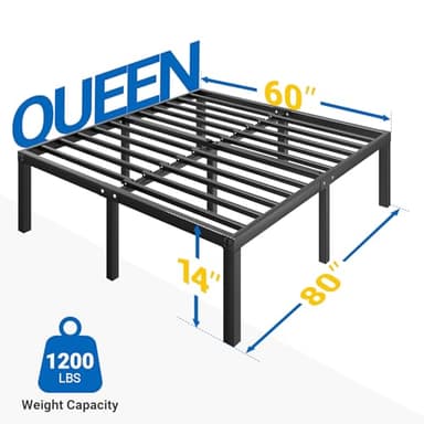 Avenco Queen Bed Frame - 14 Inch High Metal Platform Bed Frame Queen Size with Storage Space Under Bed, Heavy Duty Steel Slat Support, No Box Spring Needed, Easy Assembly - Image 2