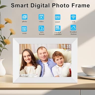 Frameo 10.1 Inch Smart WiFi Digital Photo Frame,Digital Picture Frame Wi-Fi with 32GB Storage & SD Slot, Electronic Picture Frame IPS Touch Screen with Auto-Rotate, Frameo Digital Frame WiFi -White - Image 2