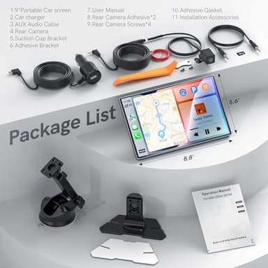 9" Portable CarPlay Screen for Car, CooCom UHD Car Stereo with Touch Screen with Apple CarPlay&Android Auto,4K Dash Cam,1080P Backup Camera,Mirror Link, Voice Control, Bluetooth 5.3,GPS,FM - Image 7