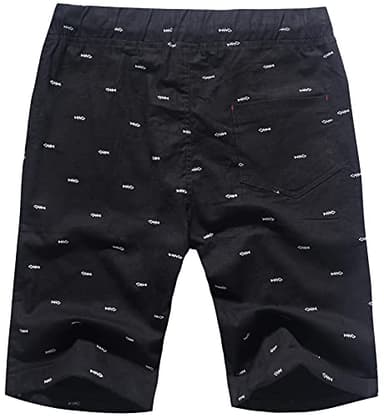 Janmid Men's Linen Short Casual Drawstring Summer Beach Floral Shorts for Men Black Fish 2XL - Image 2